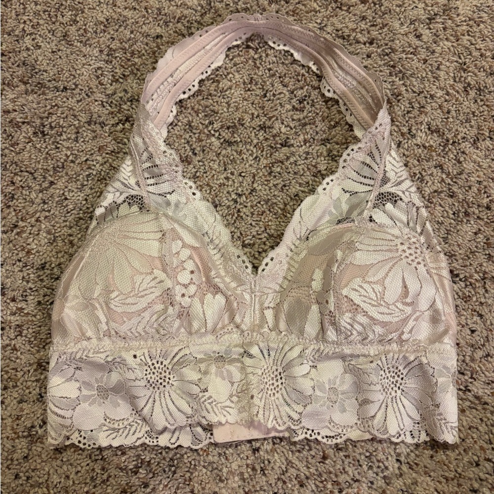 Aerie Lace Halter Bralette - Blush Color